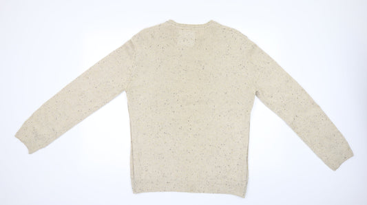 Red Hearing Mens Beige Pullover Jumper Size S