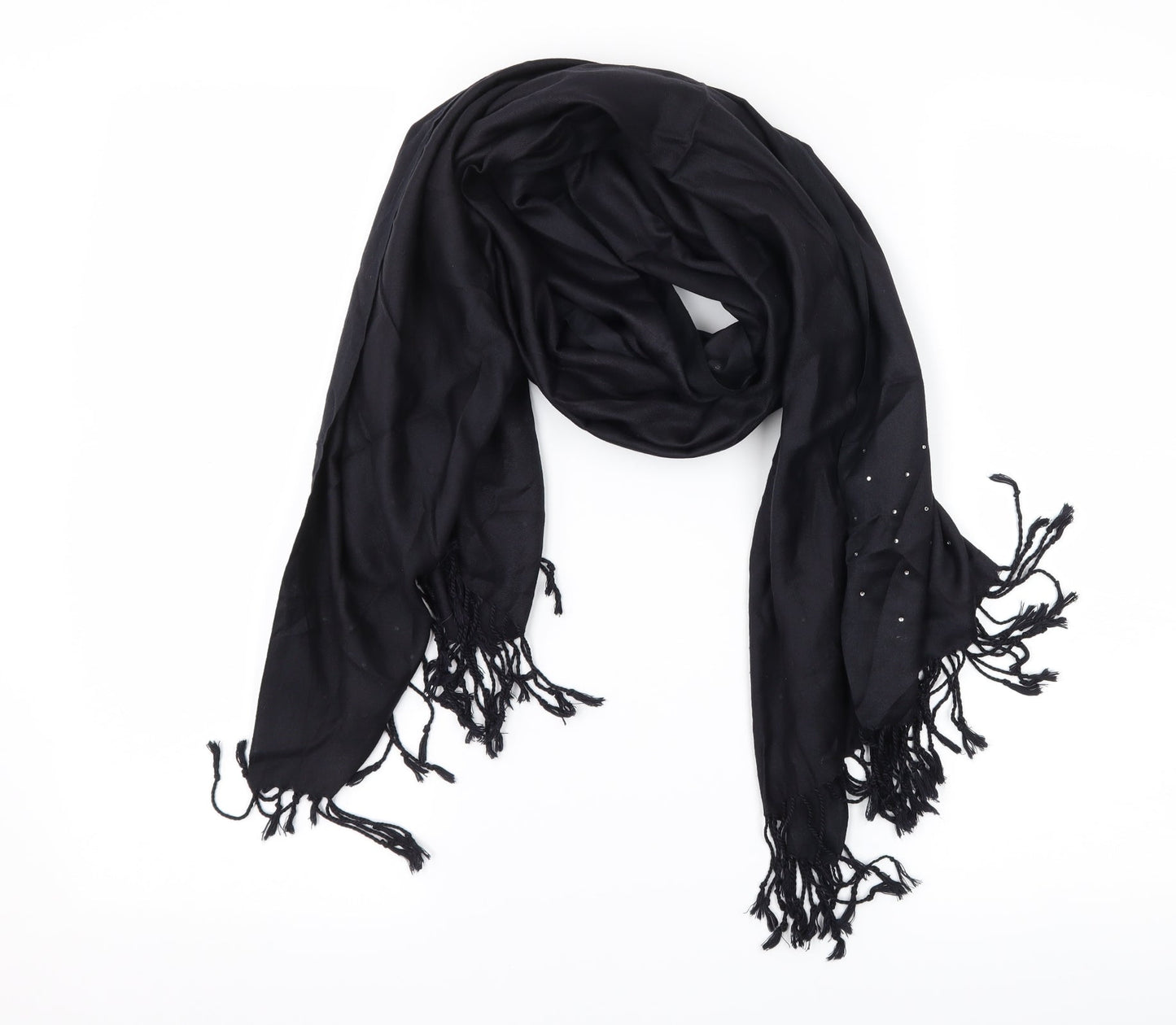 Front view of Preworn women’s black scarf