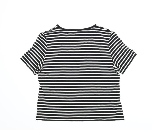 CC Womens Black Striped Basic T-Shirt Size L