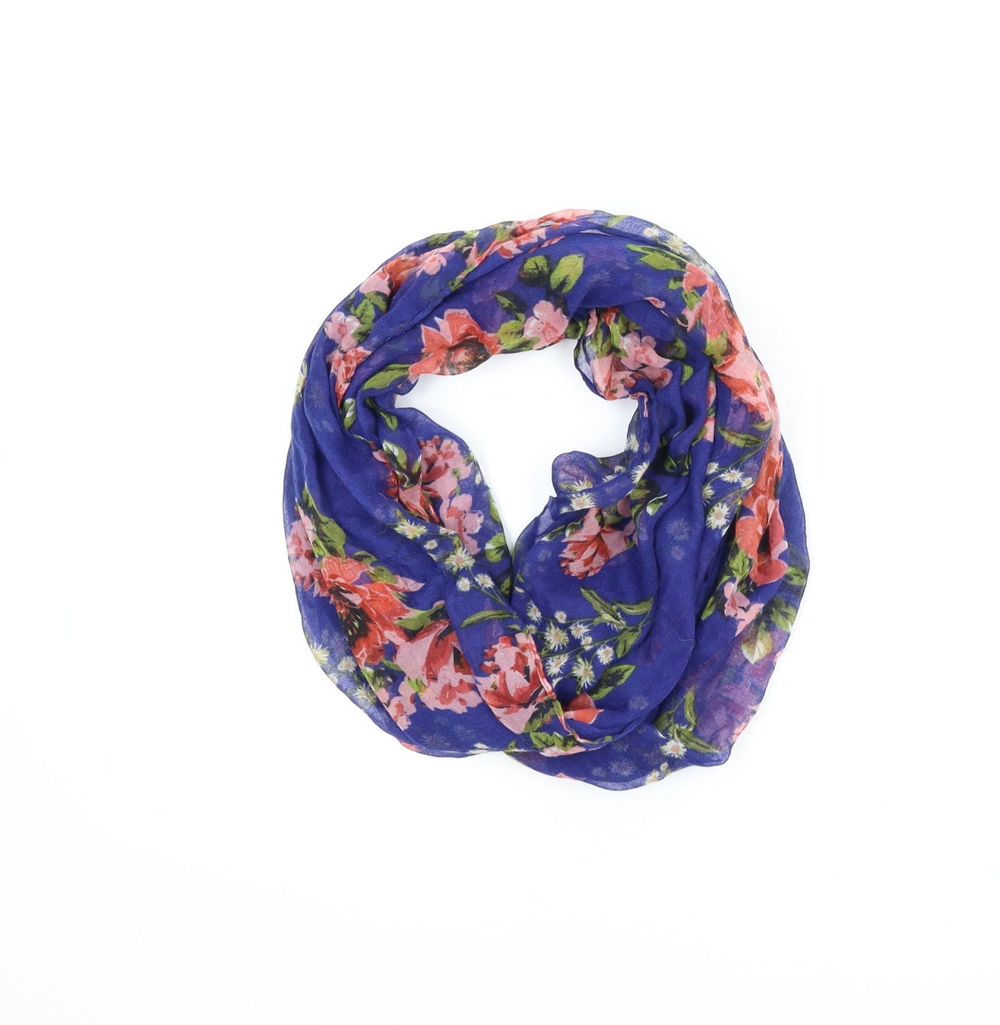 Preworn Womens Blue Floral Scarf