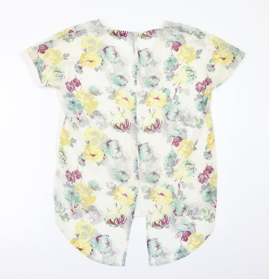 Next Womens White Floral Basic T-Shirt Size 10