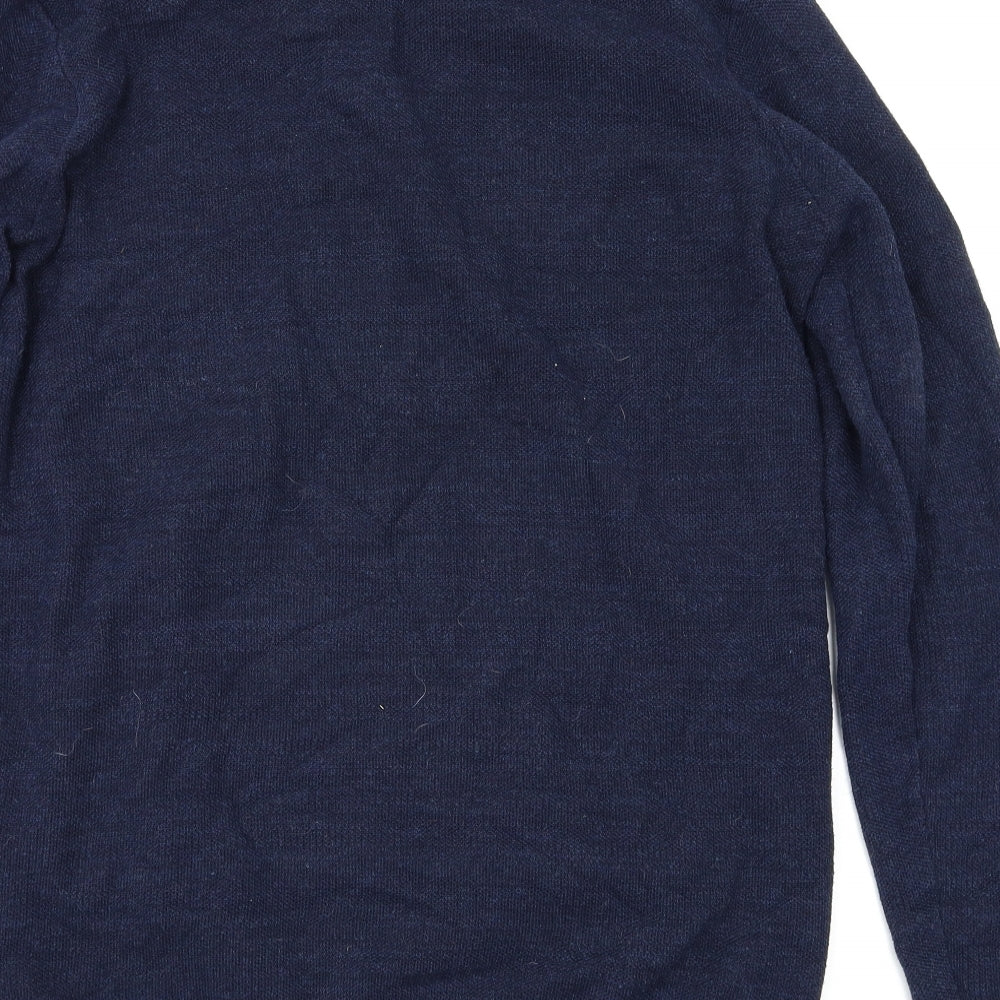 Brand and care label for Next women’s blue full zip jumper, size L