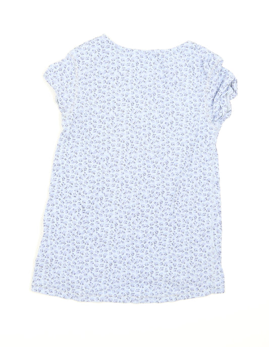NEXT Girls Blue Floral Basic T-Shirt Size 9 Years