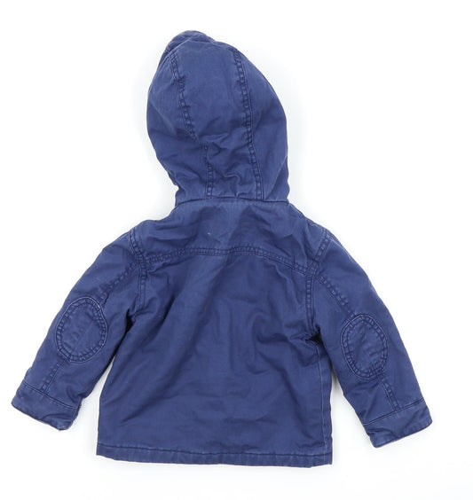 Asda George Boys Blue Basic Coat Coat Size 9-12 Months