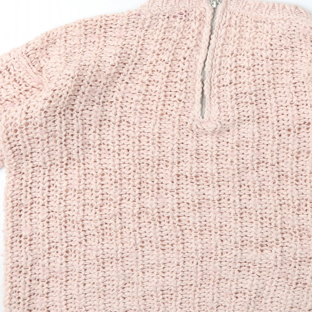 Brand and care label for Young Dimension boys’ pink knit jumper, size 12-13, years