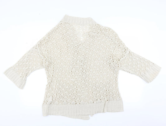 Internacionale Womens Beige Cardigan Jumper Size 16 - Open knit