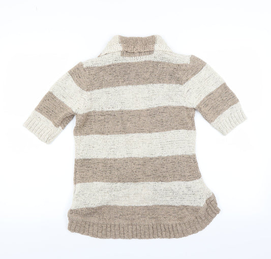 lucy & laurel Womens Beige Striped Cardigan Jumper Size 14
