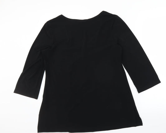 Agenda Womens Black Basic Blouse Size 16