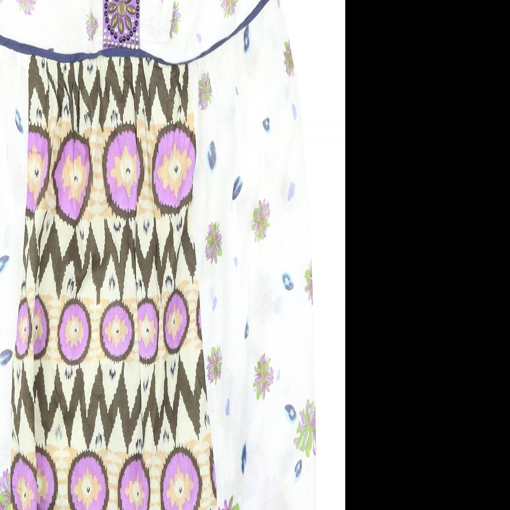 Brand and care label for Just Addict women’s multicoloured geometric camisole blouse, size M