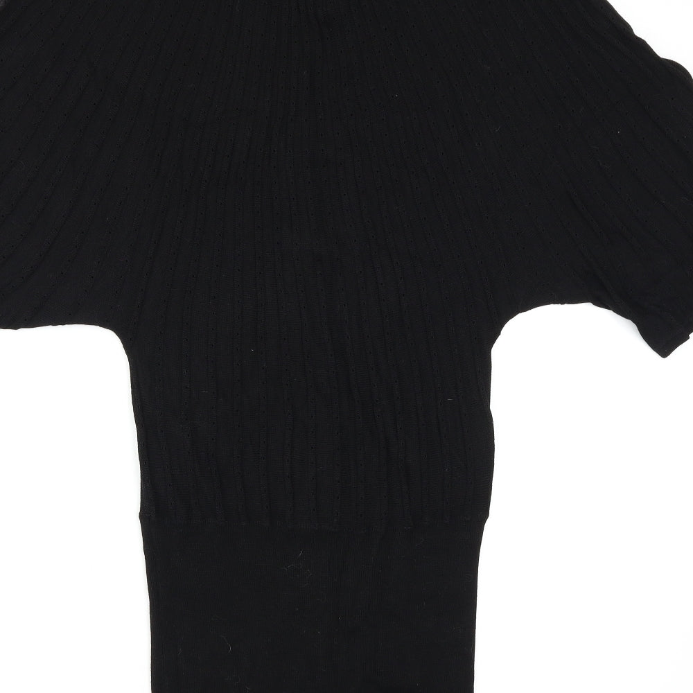 Brand and care label for H&M women’s black jumper, size UK 8