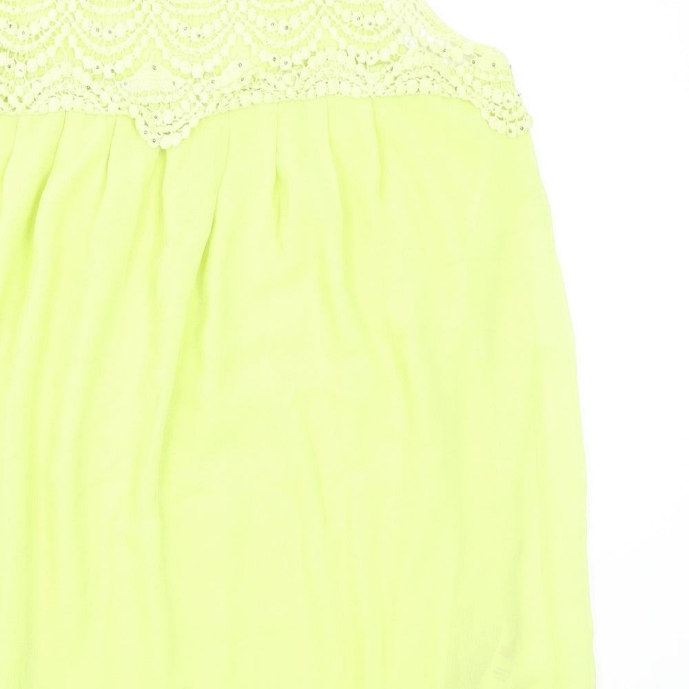 Brand and care label for Dorothy Perkins women’s green camisole tank, size UK 16