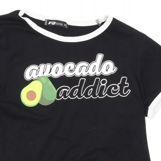 FB Sister Womens Black Basic T-Shirt Size 6