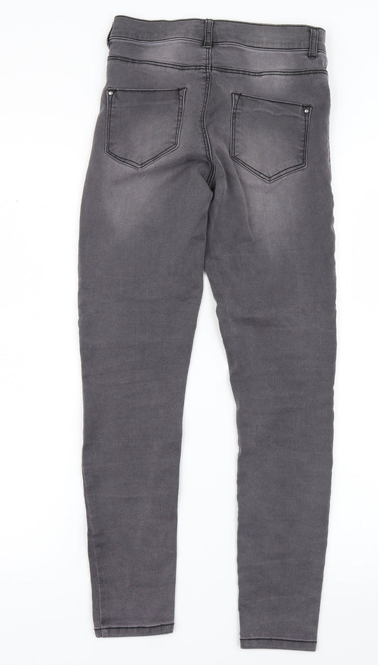 Dorothy Perkins Womens Grey Denim Straight Jeans Size 8 L26 in