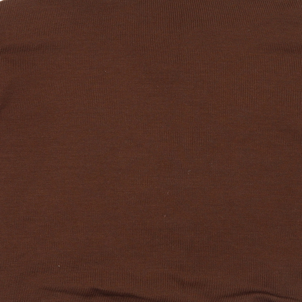Brand and care label for ara women’s brown knit cardigan jumper, size UK 12
