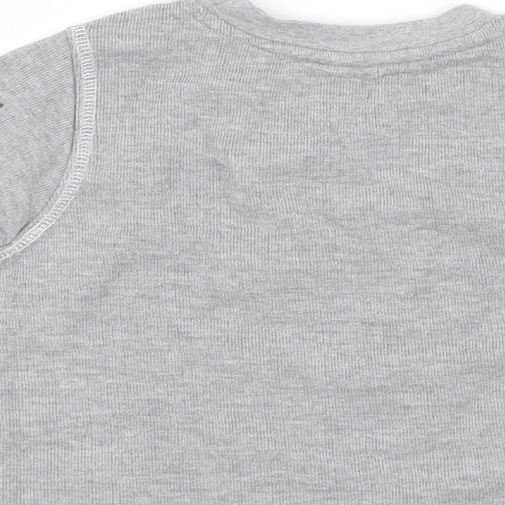 Brand and care label for Timberland boys’ grey knit jumper, size 2, years