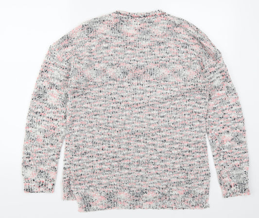 New Look Womens Pink Pullover Jumper Size L - Grey