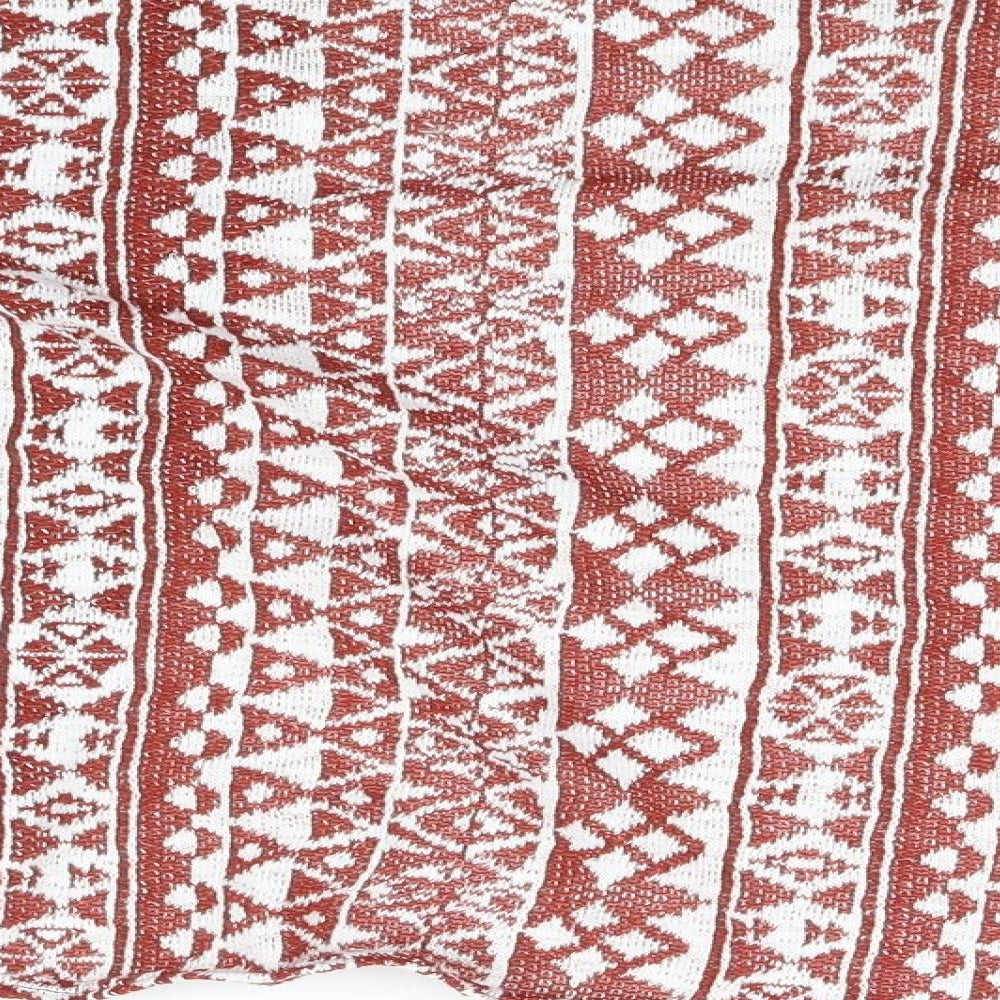 Brand and care label for Divided by H&M women’s red geometric cardigan jumper, size XS