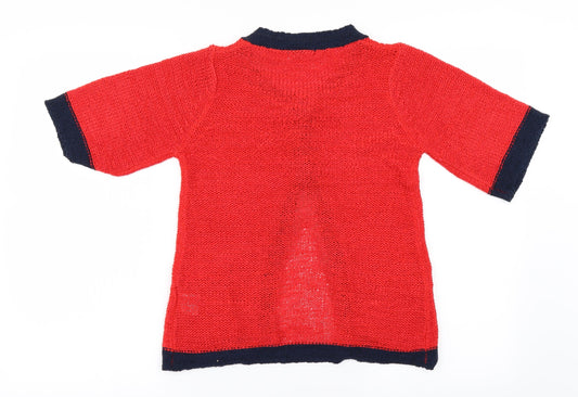 Long Island Womens Red Cardigan Jumper Size S