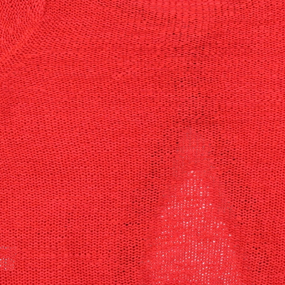 Brand and care label for Long Island women’s red cardigan jumper, size S