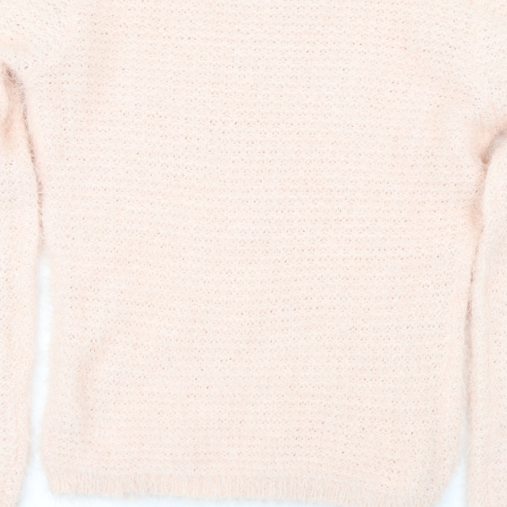 Brand and care label for Pep&Co women’s pink jumper, size M