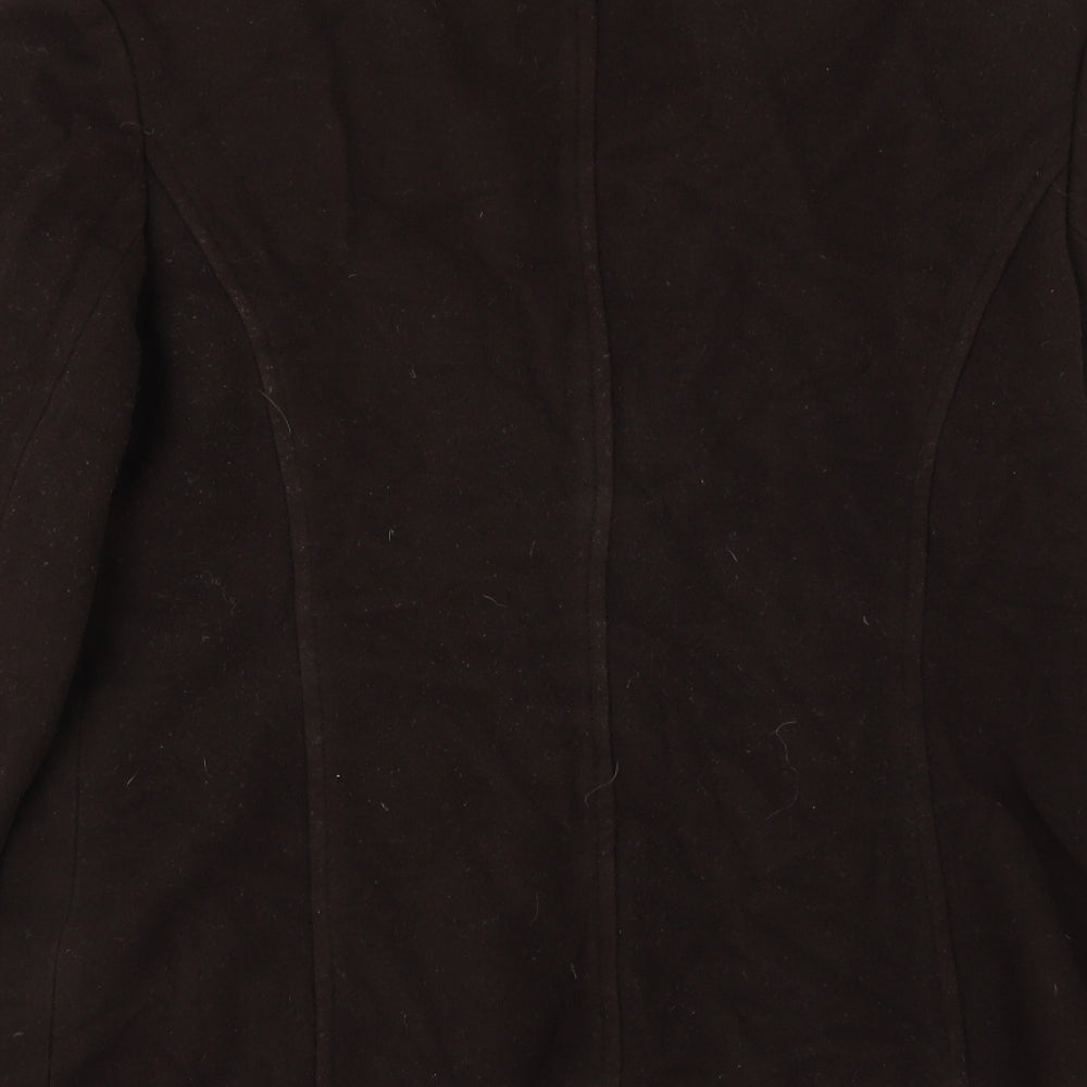 Brand and care label for JWF women’s brown jacket coat, size UK 12