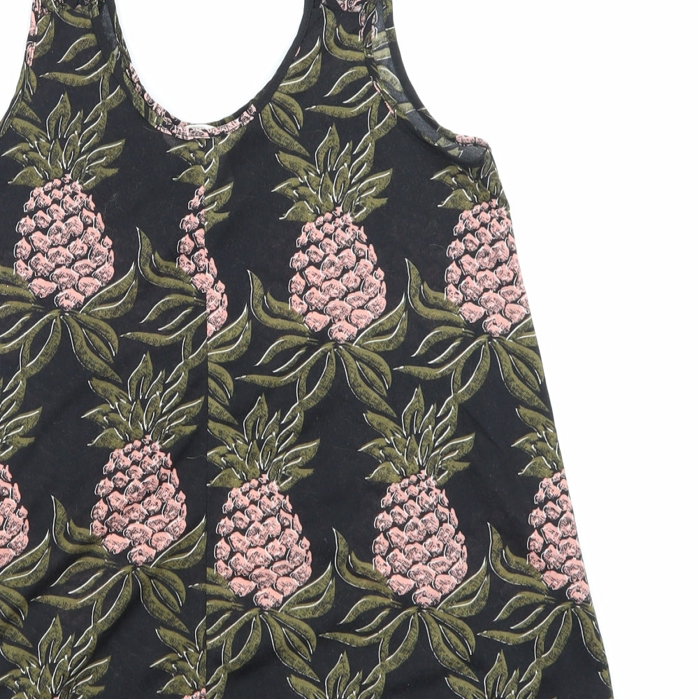 H&M Womens Black Floral Basic T-Shirt Size XS