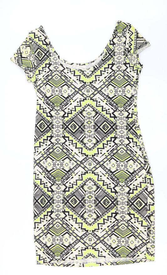 New Look Womens Yellow Geometric Bodycon Size 12