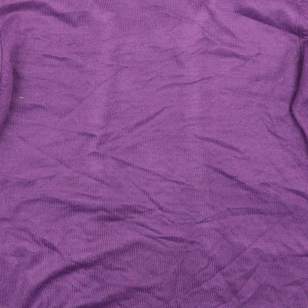 Brand and care label for Anna rose women’s purple jumper, size S