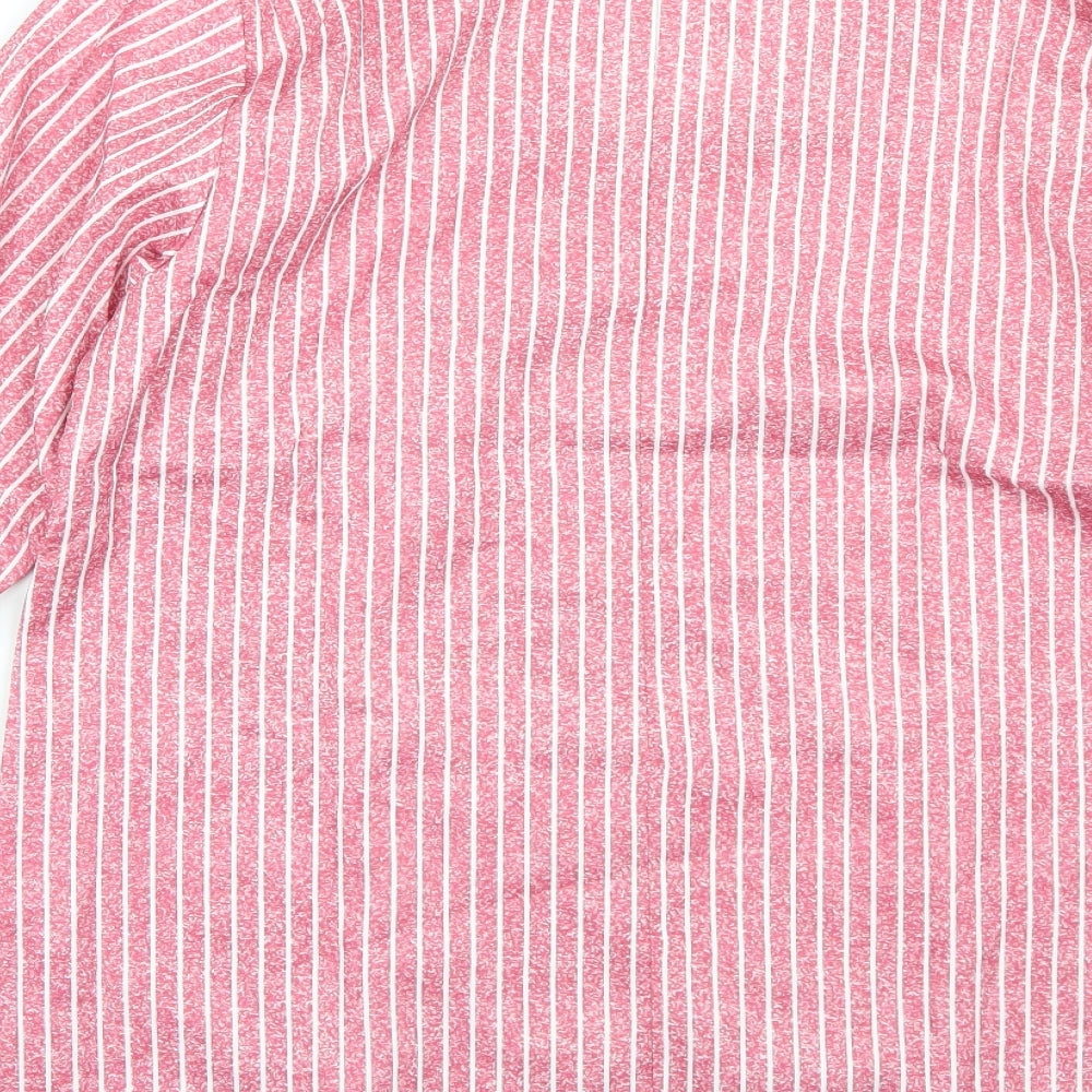 Brand and care label for Miss look women’s red striped basic t-shirt, size L