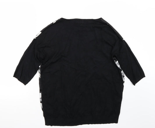 Papaya Womens Black Floral Basic T-Shirt Size M