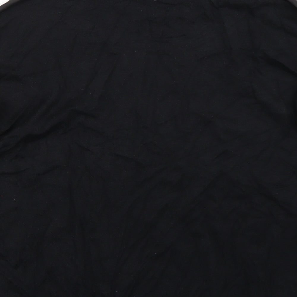 Brand and care label for Papaya women’s black floral basic t-shirt, size M