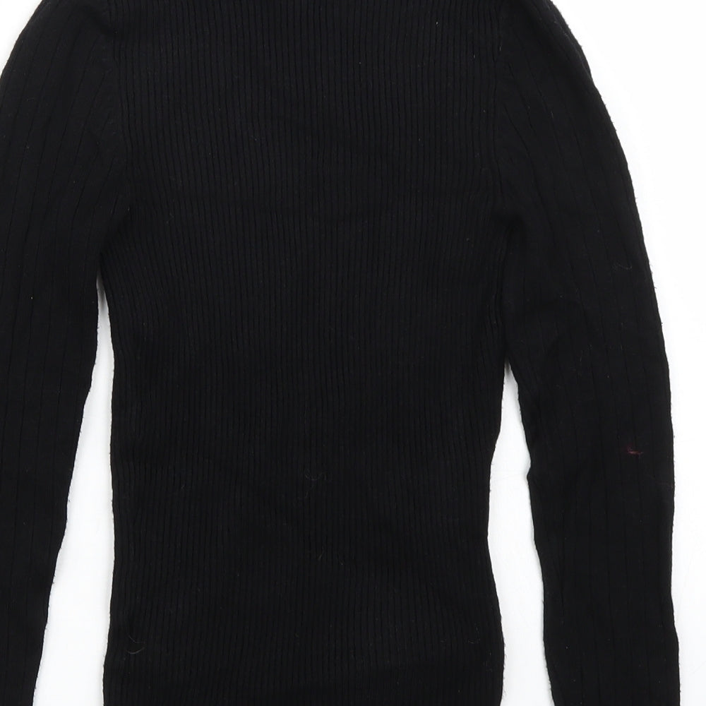 Brand and care label for New Look women’s black jumper, size UK 6