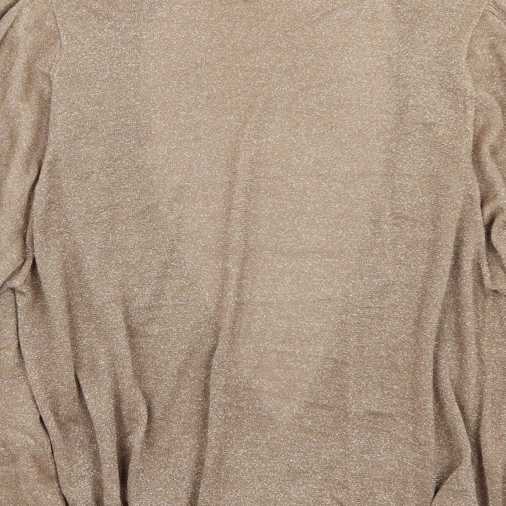 Brand and care label for Monsoon women’s brown cardigan jumper, size L