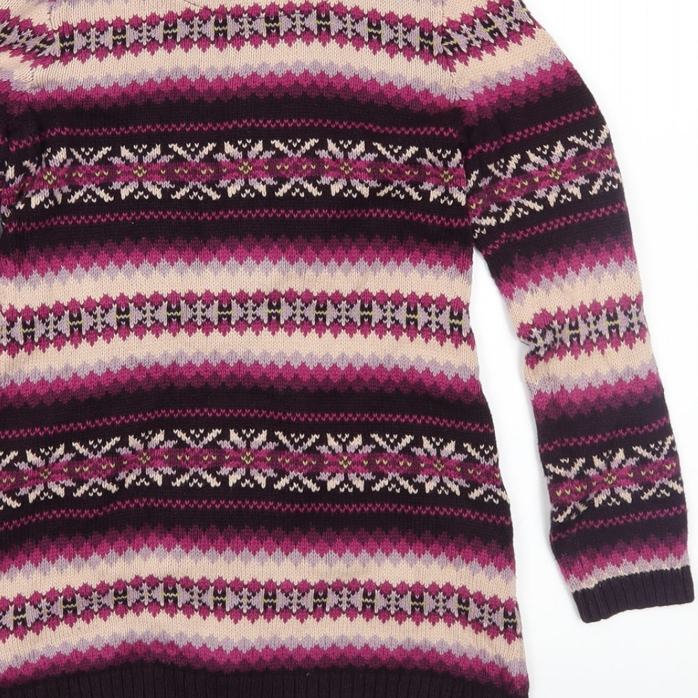 Brand and care label for Maggie & Zoe girls’ pink fair isle knit overcoat coatigan, size 7, years