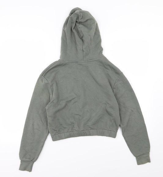 H&M Girls Green Jersey Pullover Hoodie Size 10-11 Years - NYC Cropped