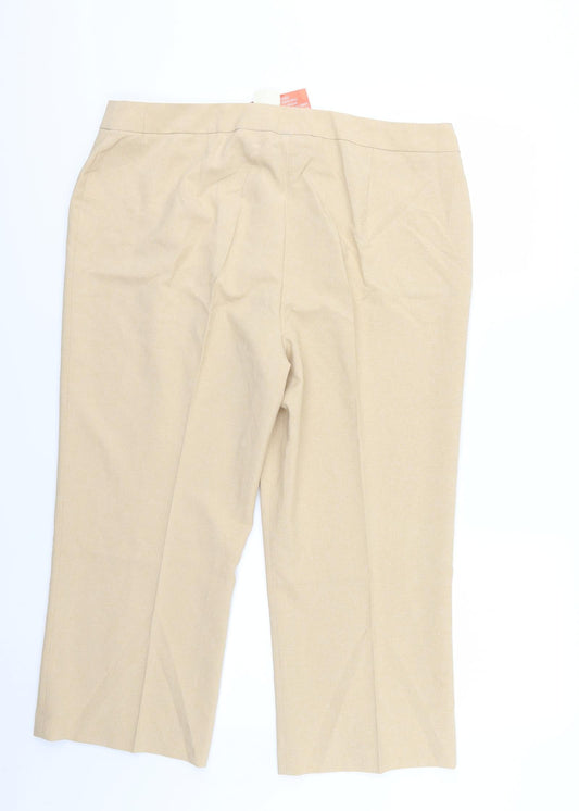 For Women Womens Beige Rayon Trousers Size 18 L23 in