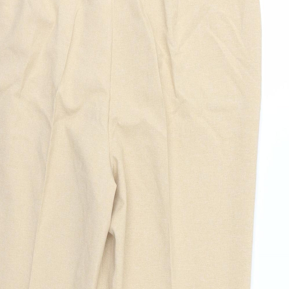 Brand and care label for For Women women’s beige rayon trousers, size UK 18, 23-inch leg