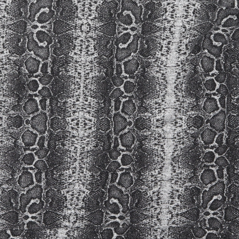Brand and care label for Dorothy Perkins women’s grey animal print knit jumper, size UK 12