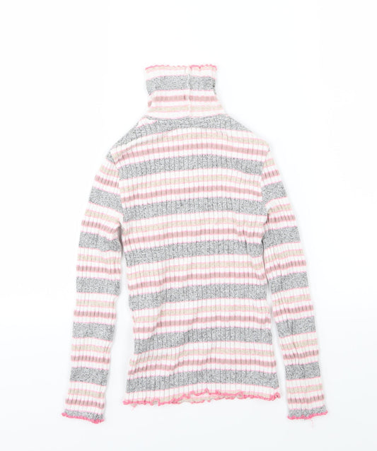 M&Co Girls Multicoloured Striped Knit Pullover Jumper Size 5-6 Years