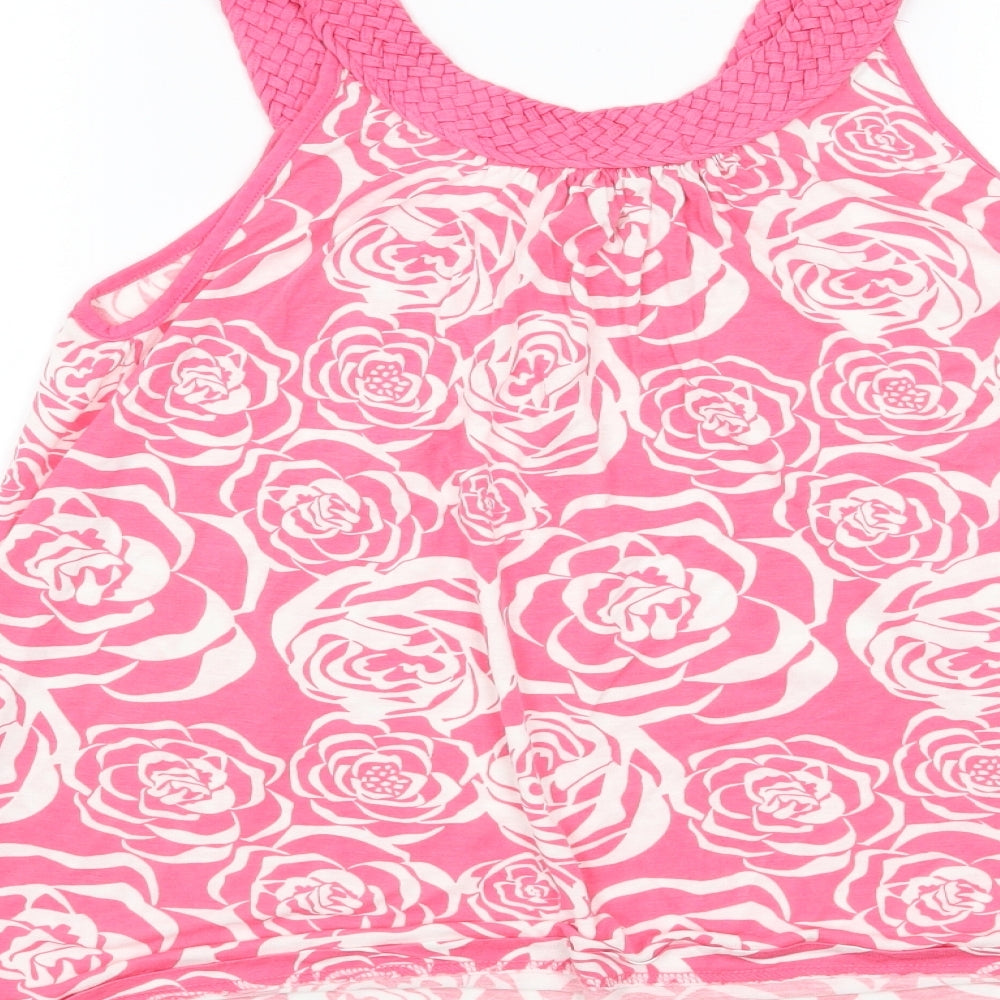 H&M Womens Pink Floral Basic T-Shirt Size S