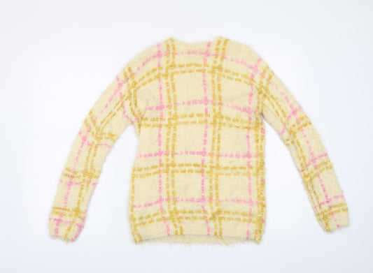 Miss Selfridge Womens Beige Check Pullover Jumper Size 10