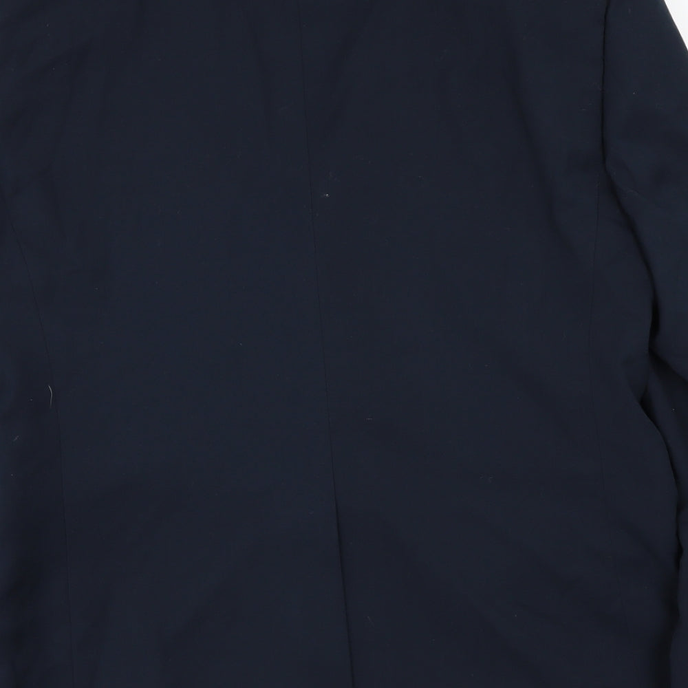 Brand and care label for ONESIX5IVE men’s blue jacket suit, size 40