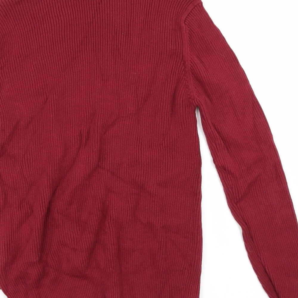 Brand and care label for French Connection women’s red jumper, size S