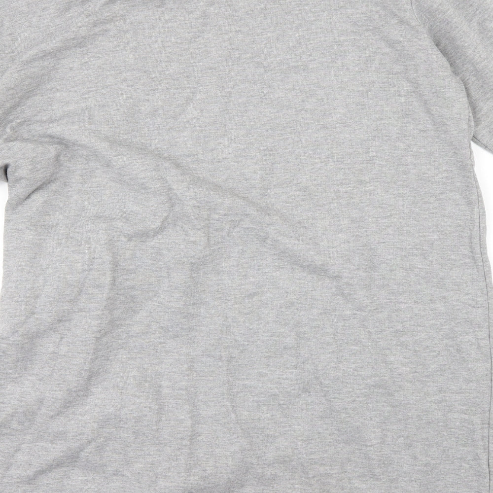 Brand and care label for ASOS women’s grey pullover sweatshirt, size UK 12