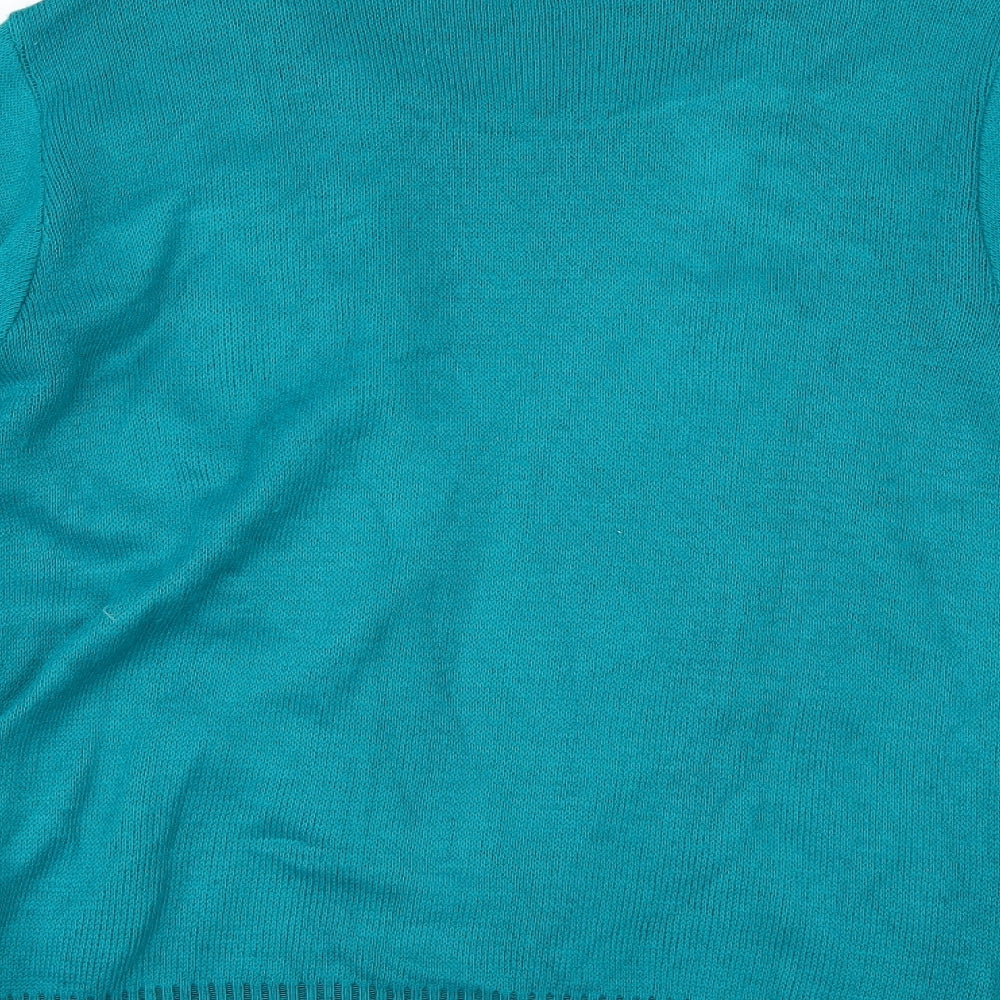Brand and care label for Glimpse women’s green jumper, size UK 8
