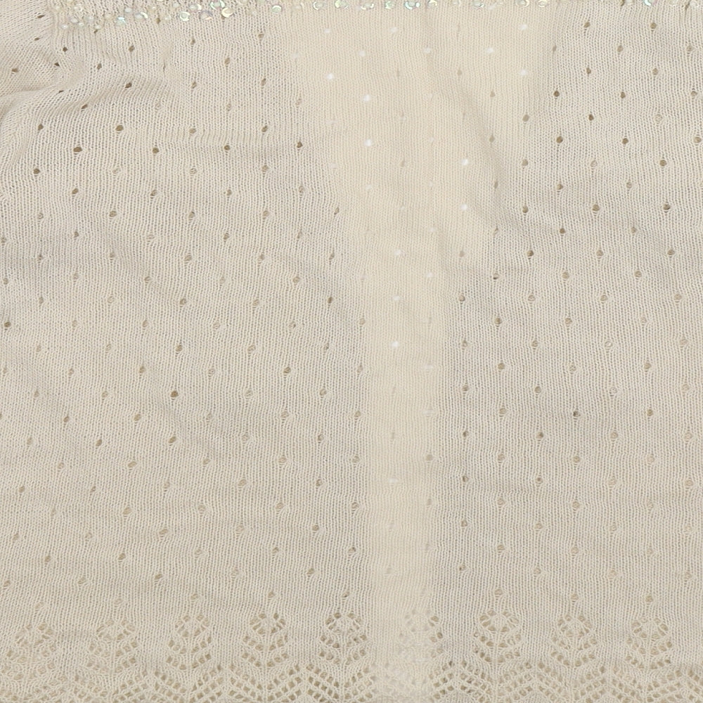 Brand and care label for Abel women’s beige cardigan jumper, size 2XL