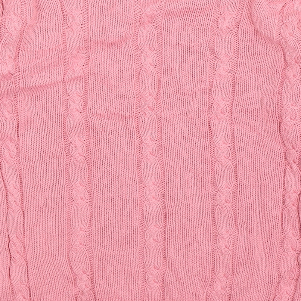 Brand and care label for Amy Moore women’s pink knit jumper, size S