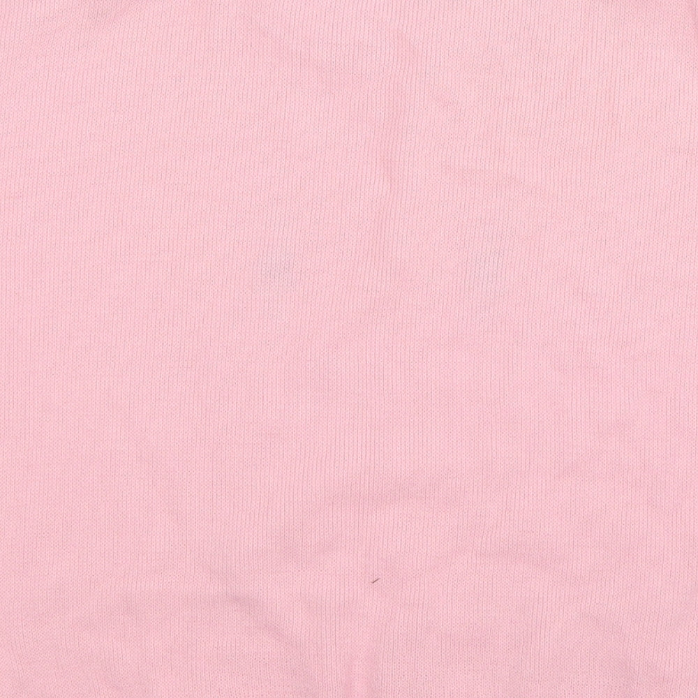 Brand and care label for Merry Gold women’s pink knit jumper, size L