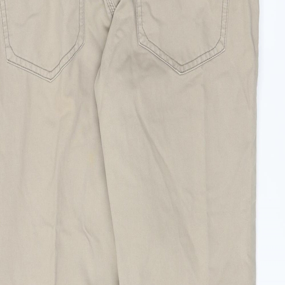 Brand and care label for Next women’s brown straight jeans, size UK 34, 30-inch leg - belt hoops