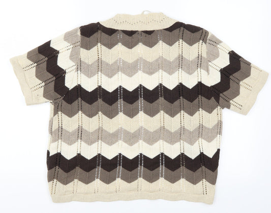 Glimpse Womens Brown Striped Cardigan Jumper Size L